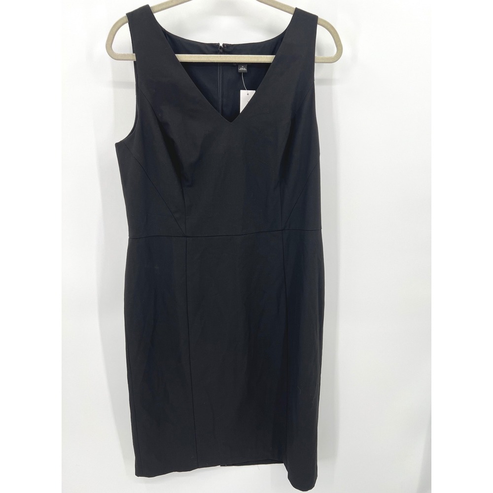 Ann Taylor Sleeveless V-Neck Sheath Dress Black Professional‎ Size 14 NWT